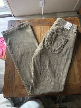 Vintage Y2K Z Cavaricci Corduroy Wide Leg Pants Khaki Olive Size 10 Stretch